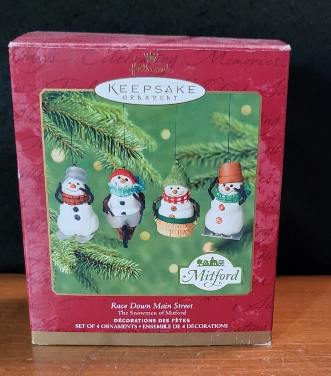 Hallmark Keepsake Race Down Main Street 2000 Mitford Snowmen ~ Set of 4