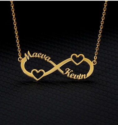 Customized Double Name Heart Necklace Couple Pendant Jewelry Stainless Steel