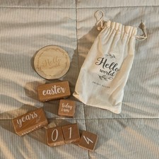 Unique Design Engraved Milestone Blocks Set Brown Beige Unisex Milestones Theme