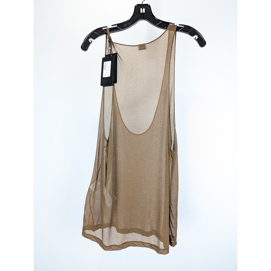 Saint Laurent Paris Jersey Trasparente Nuova Canotta in Mordore Kaki Nuova con etichette Medium