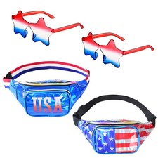 2 Set 4th of July USA Flag Fanny Pack, Patriotic Belt One Size,
