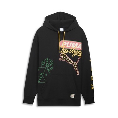 PUMA Wardrobe Essentials Bright Lights Las Vegas Pullover Hoodie Mens Black Casu