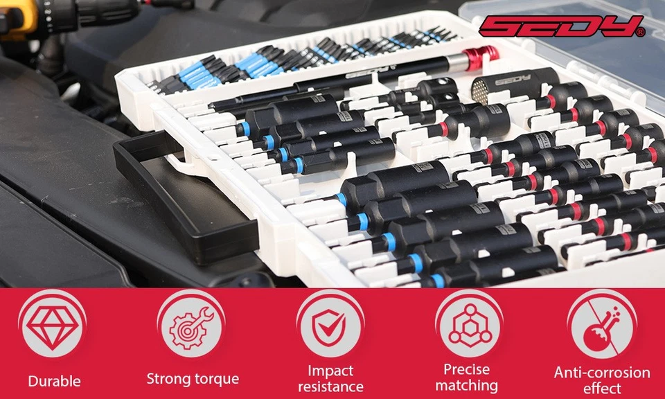 80PC Magnetic Impact Nut Driver Set Metric & SAE with Adapter 1/4'' Quick Change - Image 2 of 4