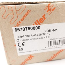 Weidmüller ZDK 4-2 Terminal Block 8670750000 600V 30A AWG 26-10 Box of 50
