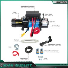12000lbs Electric Recovery Winch Towing Truck 9.5mm26m Synthetic Rope Off Road