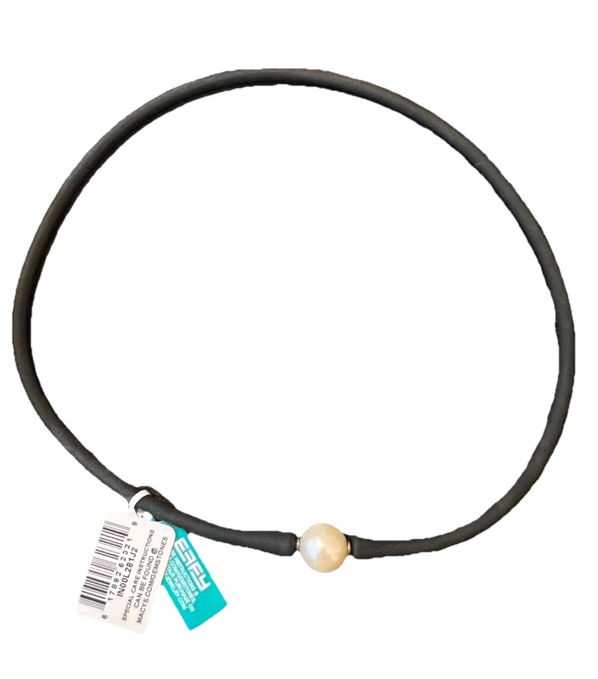 Effy Black Rubber Freshwater Pearl Choker Necklace New with Tags Box