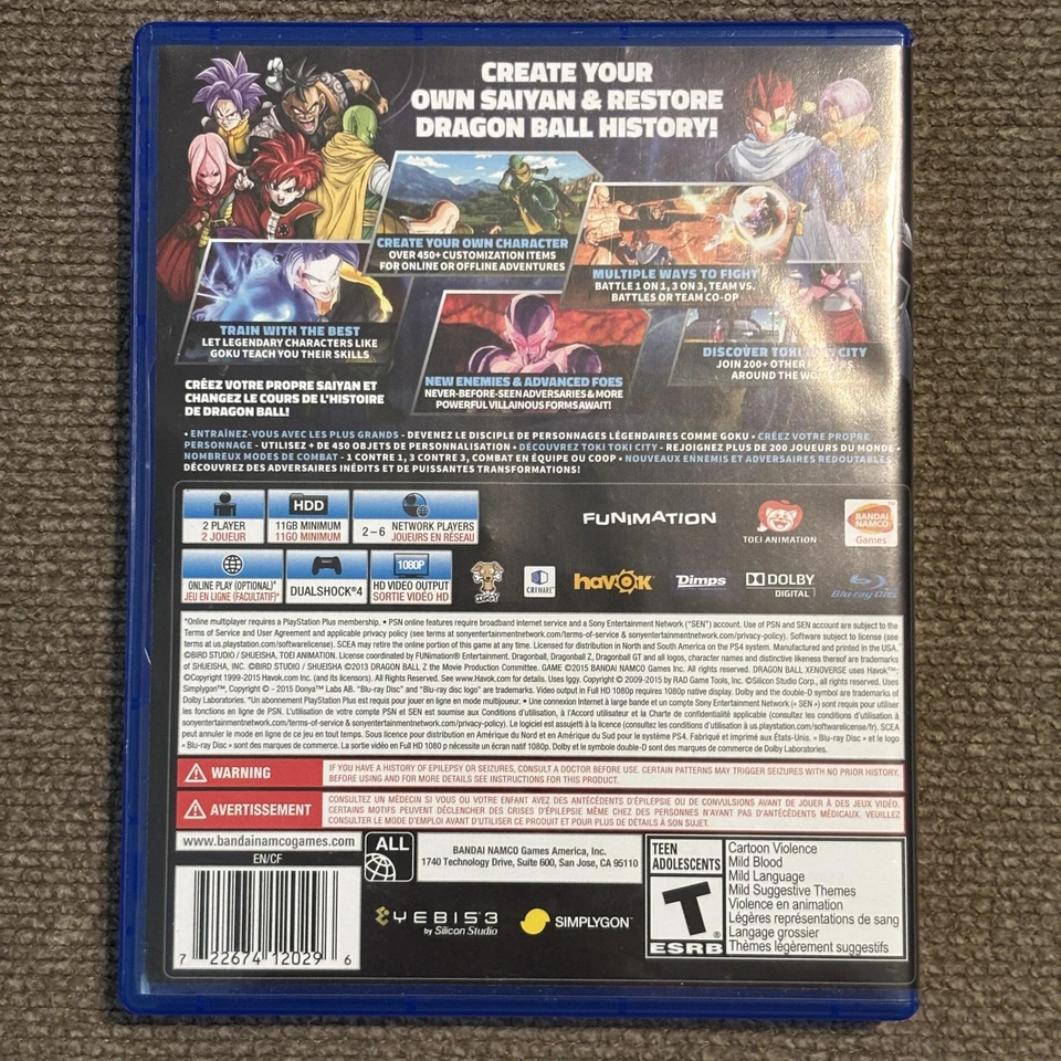 Dragon Ball XenoVerse Sony PlayStation 4 PS4 Videojuego Bandai Namco Lucha Foto 2 de 3