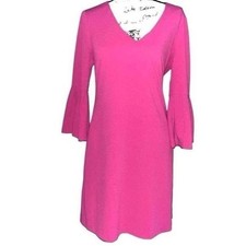 Donna Morgan Hot Pink V-Neck Bell Sleeve Shift Dress Size 8
