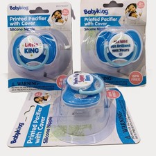 Babyking Printed Pacifier w/ Cover - Set of 3 Silicone Nipple BPA Free 0 Months