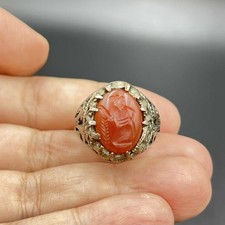 Unique Roman Ancient Intaglio Agate Stone bronze old Ancient Ring