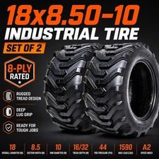 2-pack 18x8.50-10 Tractor Tires 8 Ply 18 Skid Steer Industrial Tires Deep Tread 2-pack 18x8.50-10 Tractor Tires 8 Ply 18 Skid Steer Industrial Tires Deep Tread