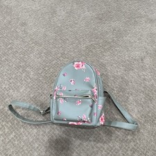 LD Floral Mini Backpack Purse Zip Closure Adjustable Straps Green/Pink Gold
