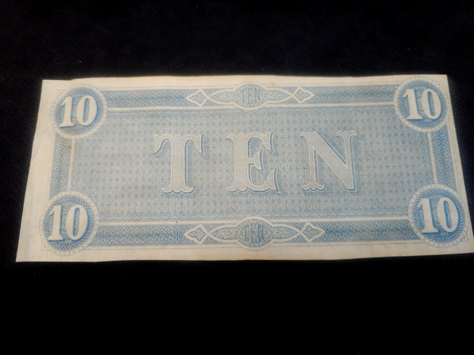 1864 $10 Confederate Currency Civil War S/N 21300 - Image 2 of 4
