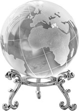 2.3 inch Glass World Globe Ball Crystal Sphere Paperweight for Home Office Desk 