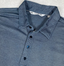 Travis Mathew Teal Marine Blue Knit Mens XL Short Sleeve Performance Polo Shirt