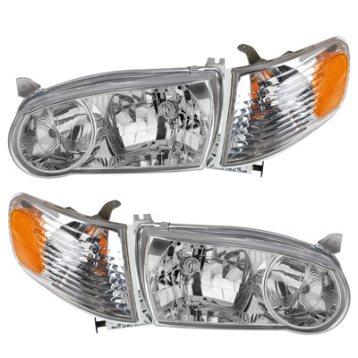 Silscvtt Left+Right Headlights For Corolla 2001-2002 Headlamp w/Corner Signal