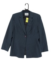 Vintage Le Suit Women's Blazer Uk 16 Blue Graphic Rayon With Polyester Overcoat