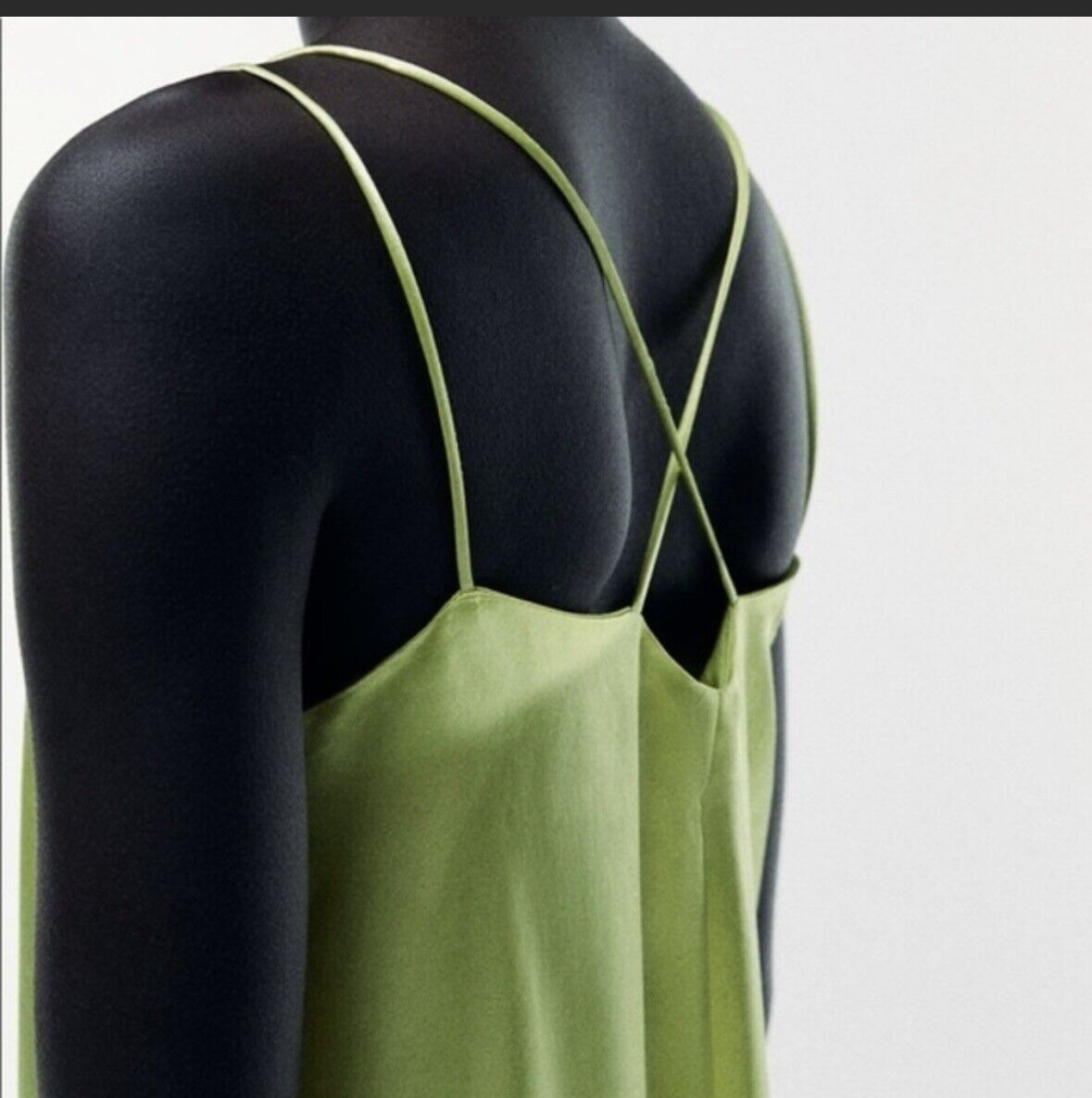 ZARA SATIN FLOWING STRAIGHT NECKLINE DRESS LIME SIZE SMALL ZARA SATIN FLOWING STRAIGHT NECKLINE DRESS LIME SIZE SMALL