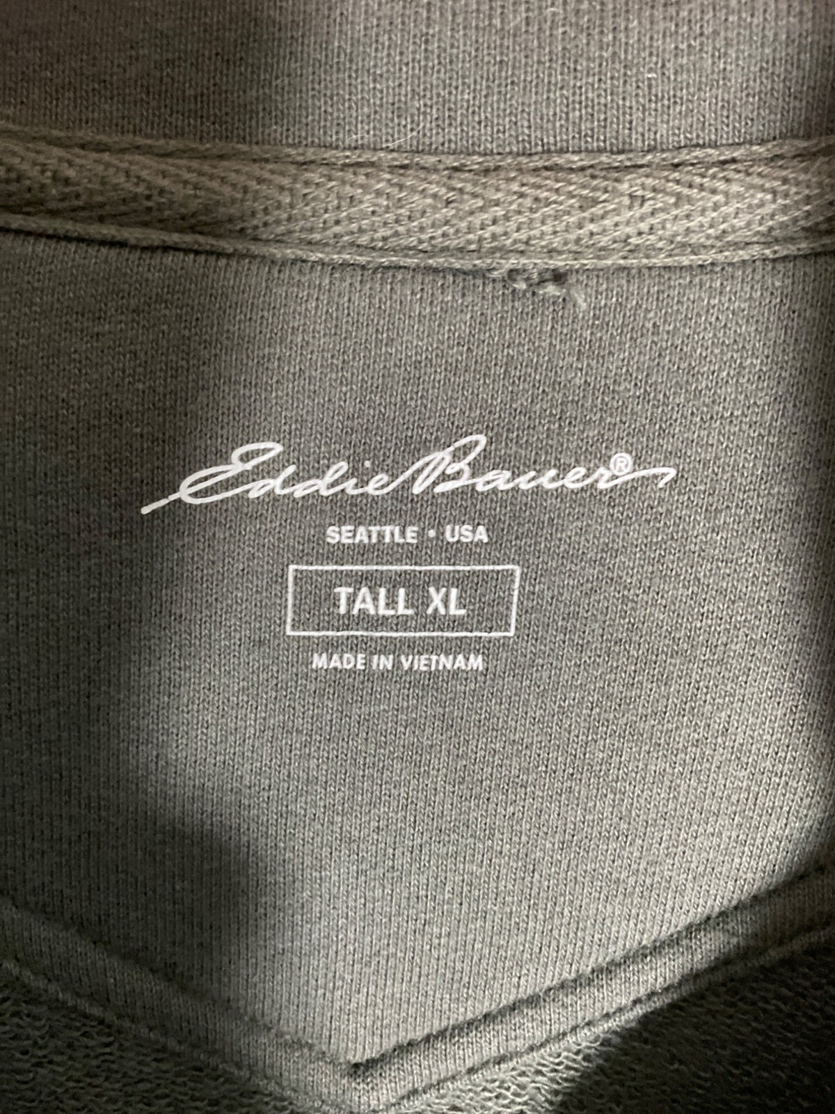 Eddie Bauer Tall XL Mens 1/4 Zip Pullover Sweatshirt Olive Green Cotton Blend Ca image 2