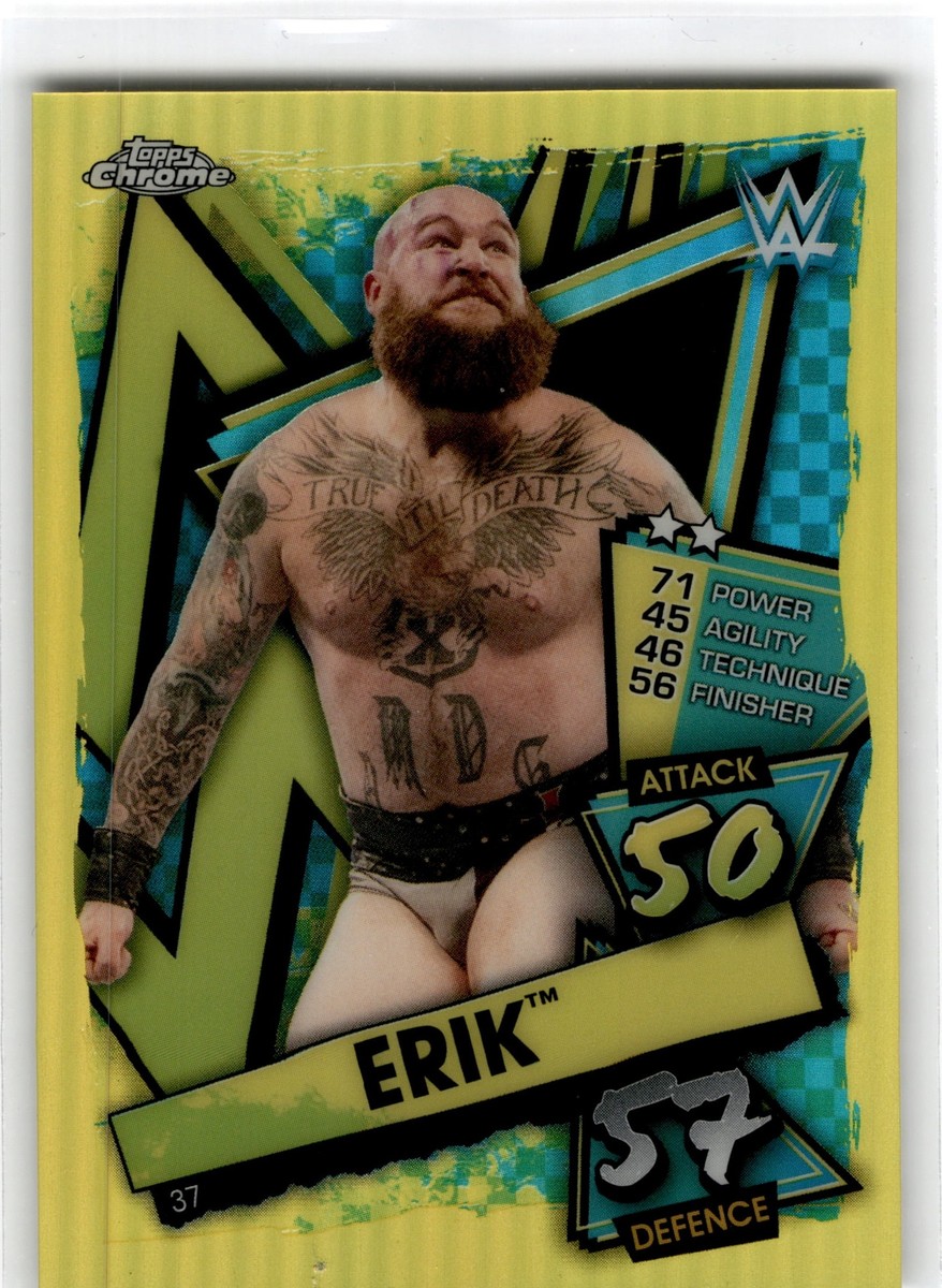 2021 Topps Chrome Slam Attax WWE #37 Erik Yellow Refractors #/99