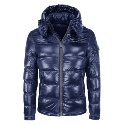 Giubbotto Uomo Invernale Piumino Imbottito Giubbino Lucido Con Cappuccio VEQUE - Foto 7 di 31