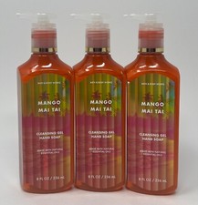 3 NEW BATH BODY WORKS MANGO MAI TAI CLEANSING GEL HAND SOAP WASH 8 OZ PUMP