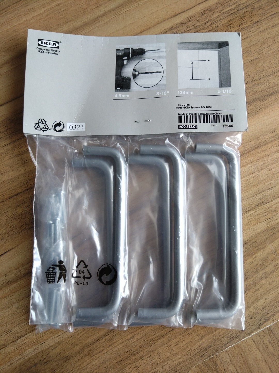 6 X Manijas de cajón de puerta de gabinete IKEA Kosing 200.512.01