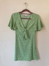 Zara Light Green Floral Flutter Sleeve Mini Tea Dress, Size S, VGC, Worn Once!