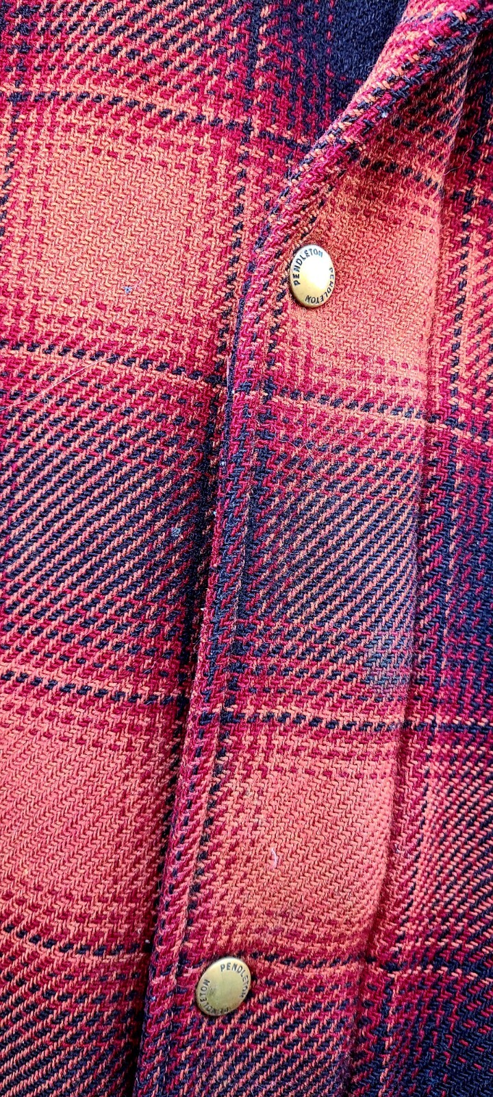 Pendleton Distressed Wool Red Orange Plaid Lumber… - image 4