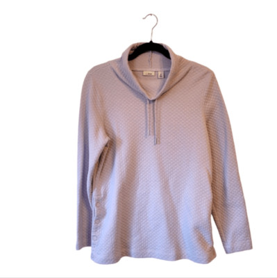 L.L. Bean Lilac Quilted Side Snap Cowl Neck Pullover