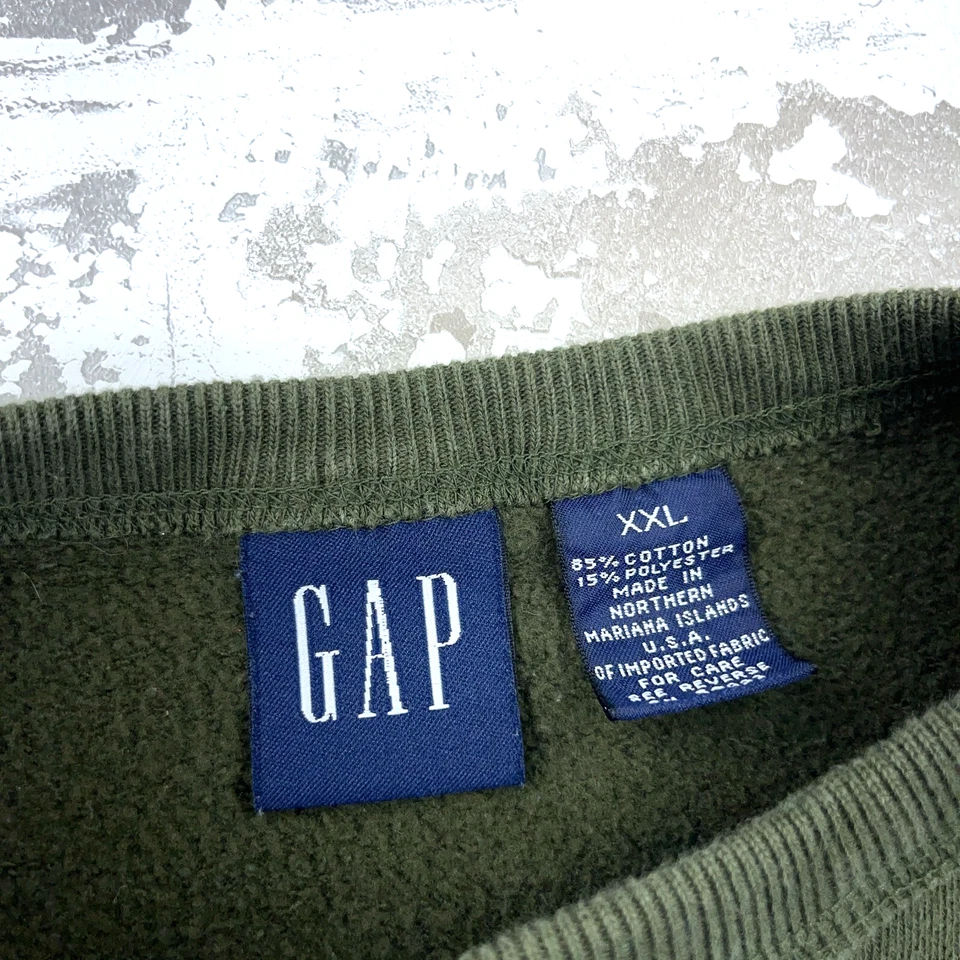 Sudadera Vintage Gap Niños XXL 2XL Verde Oliva Cuello Redondo Suéter Y2K 00s Juventud * Foto 3 de 4