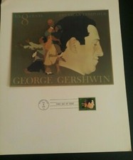  11x14 poster of george gershwin stamp given to sammy davis jr by producer breen