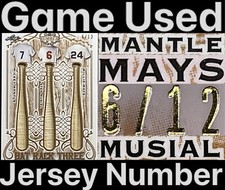 6/12 2021 Leaf Stan Musial Mickey Mantle Willie Mays Bat Rack Three Lumber 1/1