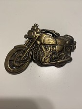 Vintage Gold Color Metal Motorcycle Belt Buckle 41B1 Biker Free Shipping-EUC
