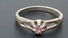Vintage Pink Crystal Sterling Silver band Ring size 7