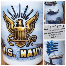 US NAVY Coffee Mug BLUE ANGELS Battleship SUBMARINE Seal 15oz Cup Made in USA