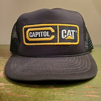 Rare Vintage Capital CAT Trucker Hat Patch Mesh Snapback Cap