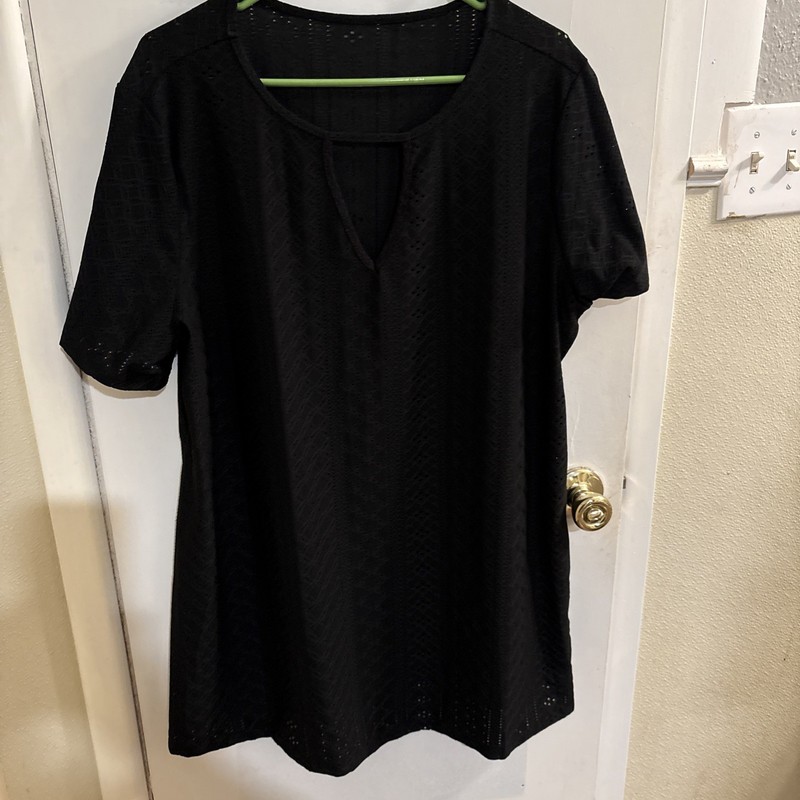 SHEIN Women’s Plus Black Tunic Shirt With Lace Pattern Size 2XL