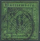 1851-52 GERMANY ANCIENT STATES WÜRTTEMBERG USED FIGURE 6K - US37-8