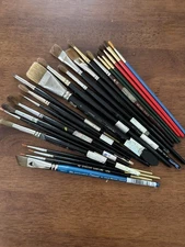 ARTIST Vintage Art Paint Brushes Lot Mixed Brands & Sizes Sabel