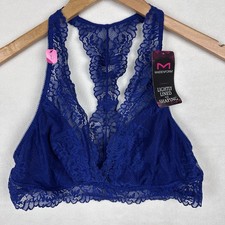 Maidenform Lace T-Back Bralette DM1126 Bikini Blue Large Lightly Lined NWT Cami