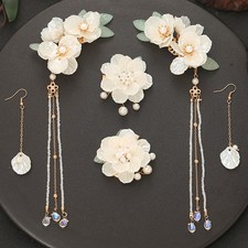 Hanfu Tassel Hair Clip Set Vintage Chinese Updo Side Clip Hair Accessory