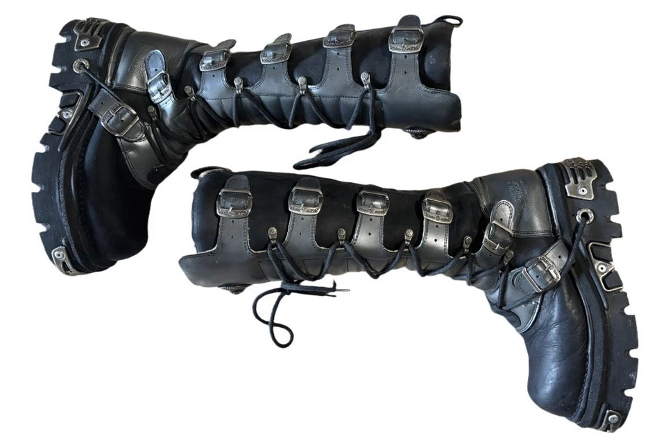 NEW ROCK Reactor HIGH BOOT METALLIC M-272-VC1 Goth Rave UK 42 US 10W Steampunk - Image 3 of 4