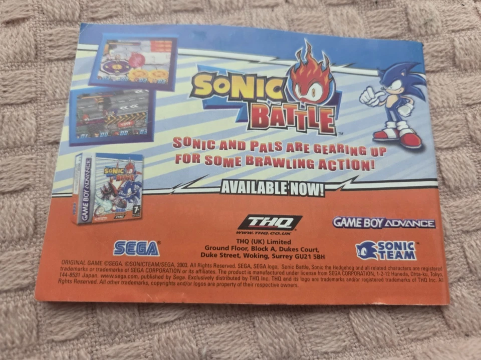 Game Boy Advance Instruction Booklet Manual Sonic Advance 3 - Image 2 of 2