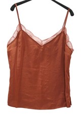 Abercrombie Fitch Brown Satin Lace Trim Camisole Womens L Y2K Feminine Layer