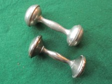 Lot of 2 - Vintage  Metal Baby Rattle Dumbell Shape - 1 "Web Pewter" 1 Unmarked