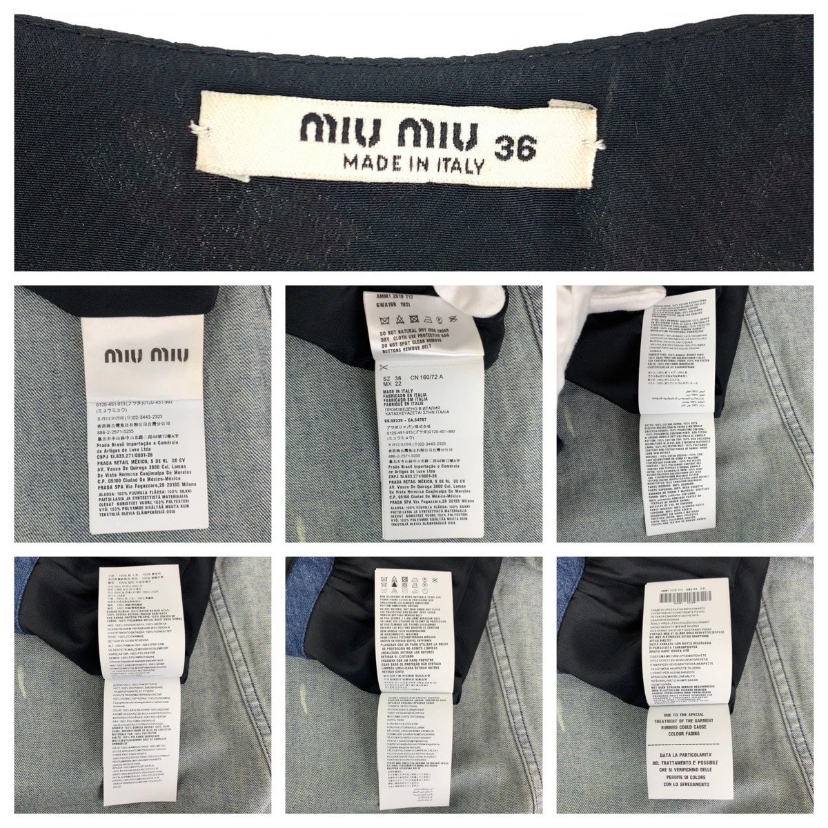 MIU MIU Autentici abiti MIUMIU strass floreali abiti denim nero cotone denim