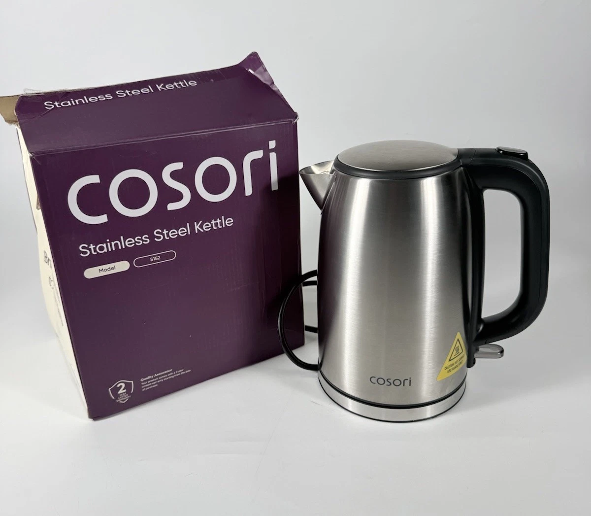 Cosori Kettle, Brushed Stainless Steel Fast Boil Hot Water Boiler 1.7L, Silver