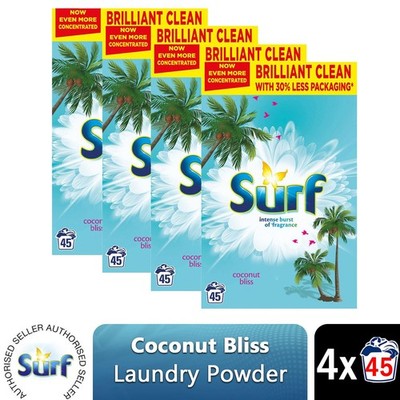 4x 45W Surf Konzentriertes Coconut Bliss Waschpulver 2,25kg, insgesamt 180Waschen