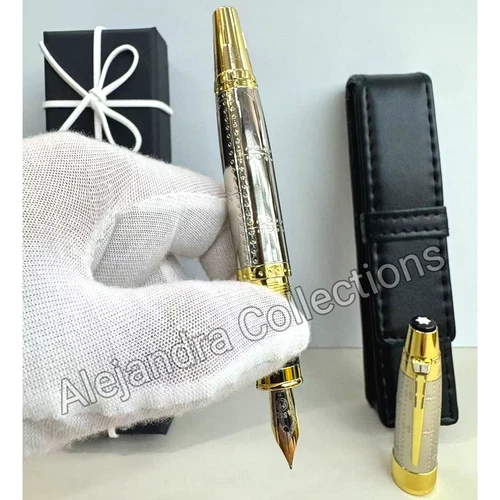 MONTBLANC Writers Edition Antoine de Saint Exupery Silver Fountain Pen w/Box